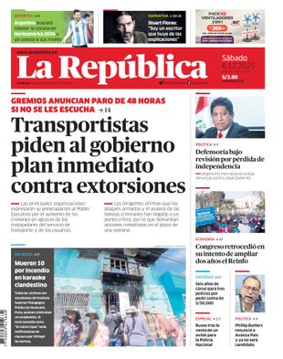 Edición Impresa - La Republica | Lima - Sabado 06 de Diciembre del 2025