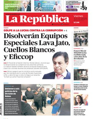 Edición Impresa - La Republica | Sur - Viernes 12 de Diciembre del 2025
