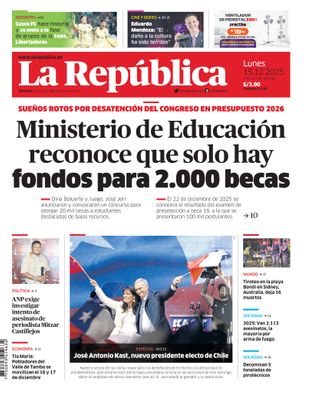 Edición Impresa - La Republica | Lima - Lunes 15 de Diciembre del 2025
