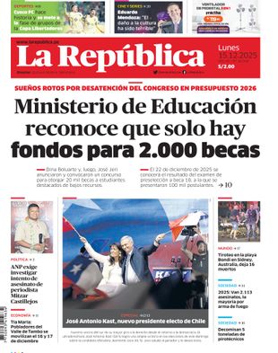 Edición Impresa - La Republica | Sur - Lunes 15 de Diciembre del 2025