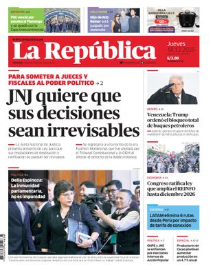 Edición Impresa - La Republica | Lima - Jueves 18 de Diciembre del 2025