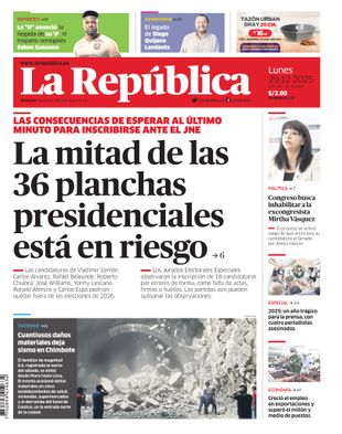 Edición Impresa - La Republica | Lima - Lunes 29 de Diciembre del 2025