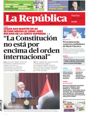 Edición Impresa - La Republica | Norte - Martes 30 de Diciembre del 2025
