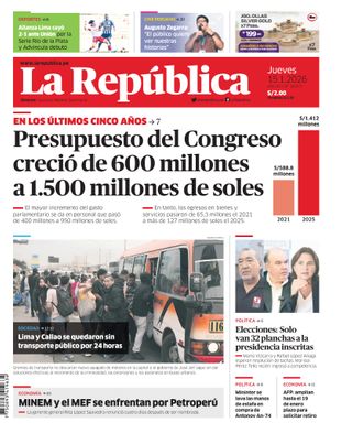 Edición Impresa - La Republica | Lima - Jueves 15 de Enero del 2026
