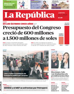 Edición Impresa - La Republica | Sur - Jueves 15 de Enero del 2026