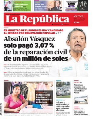 Edición Impresa - La Republica | Sur - Viernes 16 de Enero del 2026