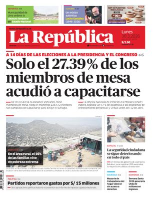 Edición Impresa - La Republica | Lima - Lunes 30 de Marzo del 2026
