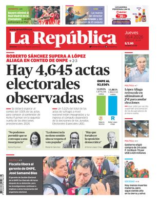 Edición Impresa - La Republica | Lima - Jueves 16 de Abril del 2026