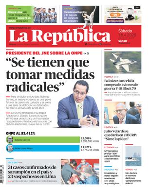 Edición Impresa - La Republica | Lima - Sabado 18 de Abril del 2026