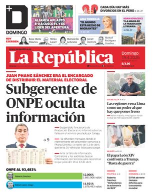 Edición Impresa - La Republica | Lima - Domingo 19 de Abril del 2026