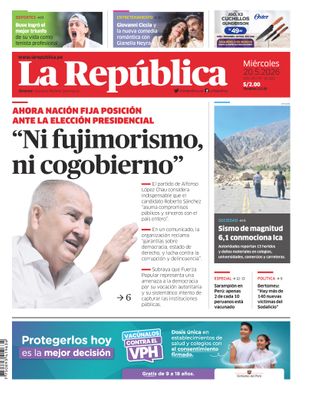 Edición Impresa - La Republica | Lima - Miercoles 20 de Mayo del 2026