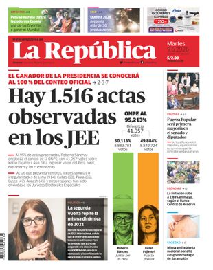 Edición Impresa - La Republica | Lima - Martes 09 de Junio del 2026