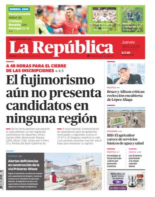 Edición Impresa - La Republica | Lima - Jueves 18 de Junio del 2026