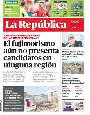 Edición Impresa - La Republica | Sur - Jueves 18 de Junio del 2026