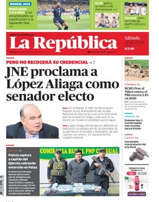 Edición Impresa - La Republica | Norte - Sabado 20 de Junio del 2026