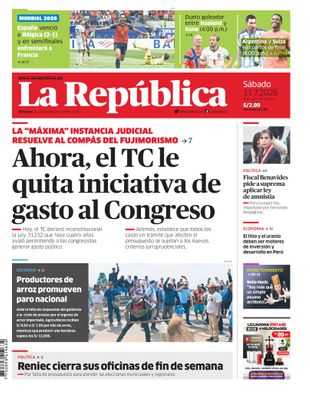 Edición Impresa - La Republica | Lima - Sabado 11 de Julio del 2026