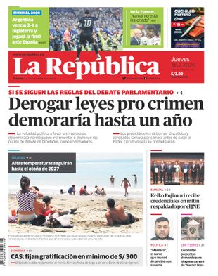 Edición Impresa - La Republica | Lima - Jueves 16 de Julio del 2026