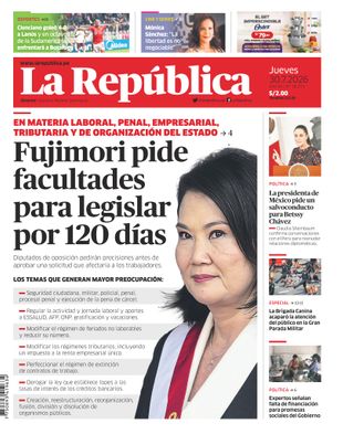 Edición Impresa - La Republica | Lima - Jueves 30 de Julio del 2026