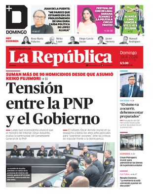 Edición Impresa - La Republica | Lima - Domingo 16 de Agosto del 2026