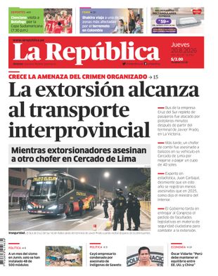 Edición Impresa - La Republica | Lima - Jueves 20 de Agosto del 2026