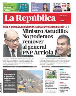 Edición Impresa - La Republica | Lima - Sabado 22 de Agosto del 2026