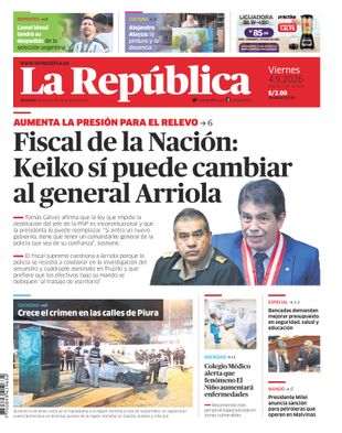 Edición Impresa - La Republica | Lima - Viernes 04 de Setiembre del 2026