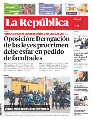 Edición Impresa - La Republica | Lima - Sabado 05 de Setiembre del 2026