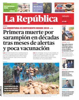 Edición Impresa - La Republica | Lima - Sabado 26 de Setiembre del 2026