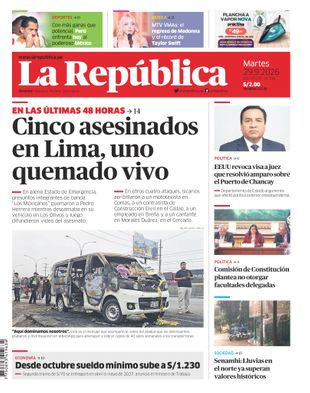 Edición Impresa - La Republica | Lima - Martes 29 de Setiembre del 2026