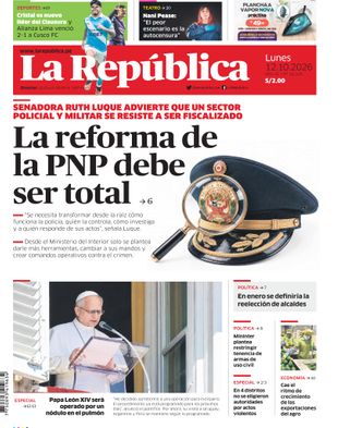 Edición Impresa - La Republica | Sur - Lunes 12 de Octubre del 2026