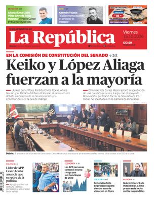 Edición Impresa - La Republica | Lima - Viernes 16 de Octubre del 2026
