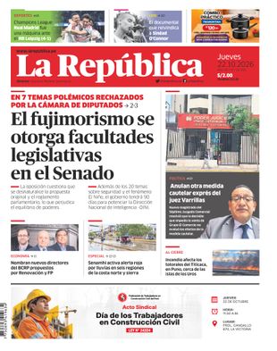Edición Impresa - La Republica | Lima - Jueves 22 de Octubre del 2026