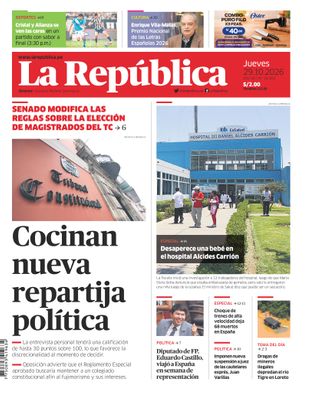 Edición Impresa - La Republica | Lima - Jueves 29 de Octubre del 2026